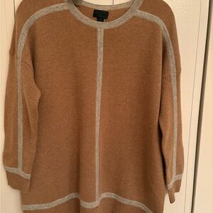 J. Crew Collection Tan Cashmere Sweater with Gray Details